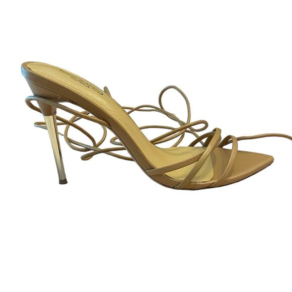 Tony Bianco Mavis Heels Sandal Leather Strappy Pointed Toe Caramel Venice Size 8 - Picture 4 of 15